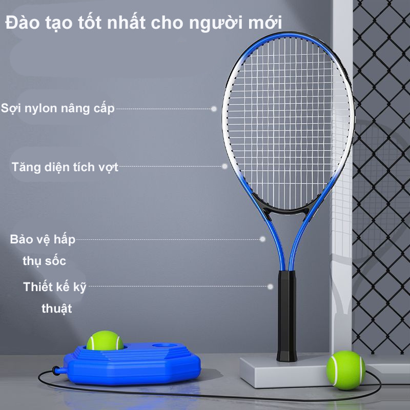 Bộ Dụng Cụ Tập Tennis Cho Một Người,Có Dây Có Thể Đàn Hồi, Bộ Vợt tennis Tự Tập Luyện Tiện Dụng Cho Người Mới Bắt Đầu