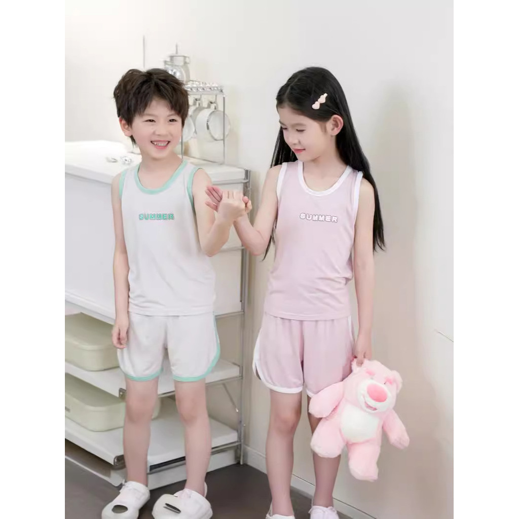 Trẻ Em Ice-Feeling Vest Phù Hợp Với 100-180 Kích Thước Vừa Lớn Trẻ Em Mùa Hè Mỏng Phù Hợp Với Phong Cách Mới Nữ Nam Rời Thường Ngày Homewear RHHE