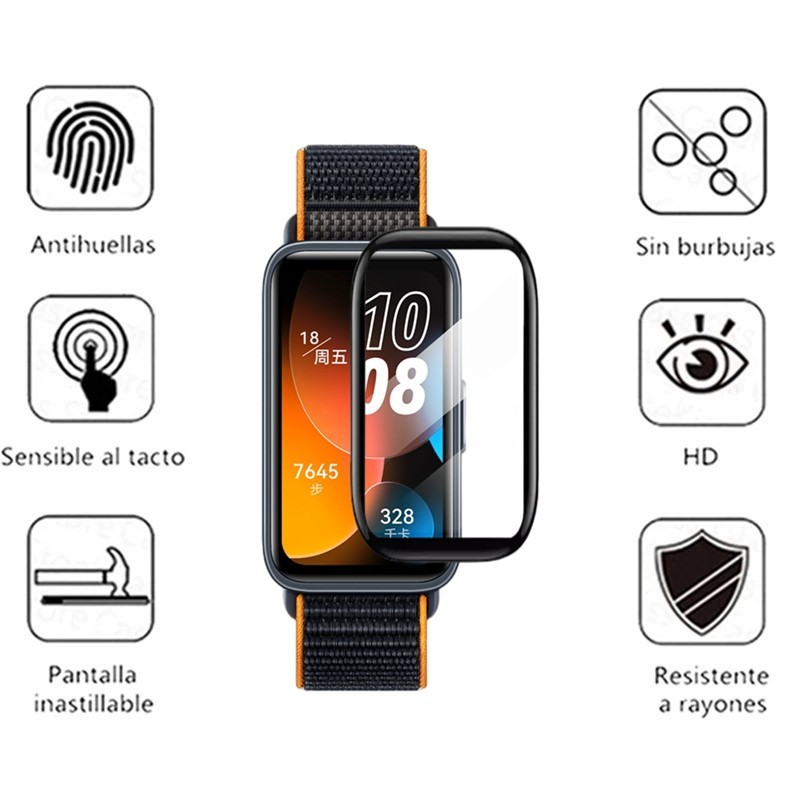 Honor Band9 Band7 Band6 Band5 Band4 1-3 Cái 999D Full Cover HD Cong viền đen Kính cường lực cho Honor Band 9 7 6 5 4 Chống vân tay Chống trầy xước Bảo vệ màn hình đồng hồ