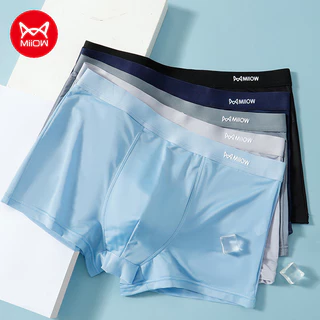 Miiow 3 Băng Lụa Nam Võ Sĩ Nhẹ Thoáng Khí Quần Lót Nam Graphene Kháng Khuẩn Quần Lót Nam Người Boxer Quần Đùi