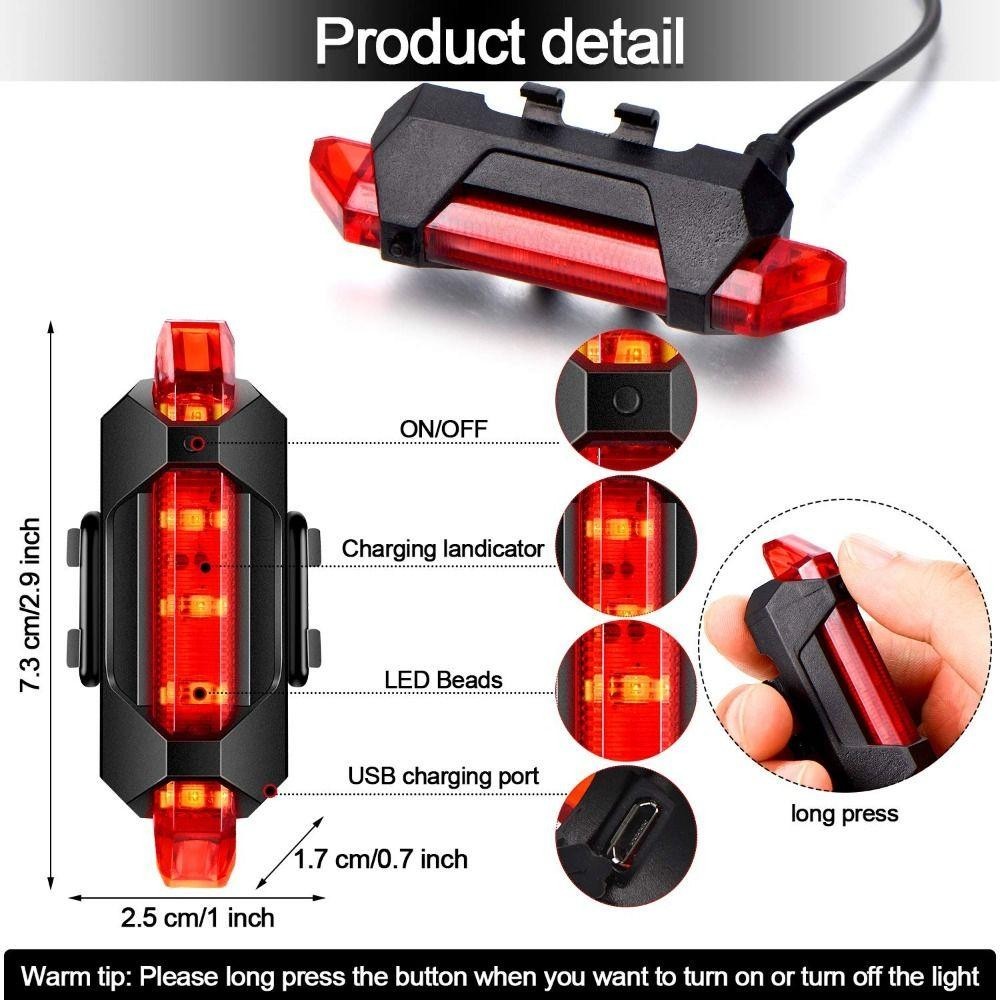 Đèn xe đạp leo núi thành phố YMIFI, Đèn xe đạp phía sau có thể sạc lại USB chống nước, Đèn hậu đi xe đạp đầy màu sắc nhấp nháy