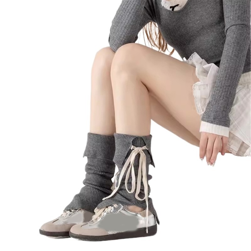 DASBSUG Áo Khoác Boot So Phong Cách Hàn Quốc, Có Gân Dệt Kim, Nơ Cổ Tay & Cổ Dài