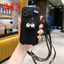 Ốp Đeo Ngang Dây Dành Cho Samsung Galaxy Note 20 Ultra 10 8 9 S26 S25 Edge S24 Ultra S21 S20 S23 S21 FE S22 S10 S9 S8 Plus Hoạt Hình Than Đen Bóng Thẻ Túi Điện Thoại