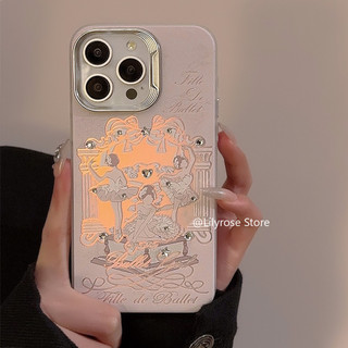 Ballerina Laser Hồng Vỏ iPhone 15 14 13 12 11 Pro Max 14 15 Plus Apple iPhone Case có dây đeo tóc Y2K Girl