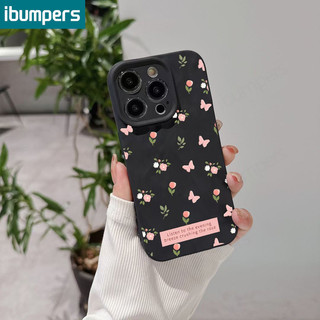 ibumpers Ốp lưng Iphone hàn quốc đơn giản hoa hồng bướm họa tiết nhám Ốp điện thoại mỏng silicone mềm chống sốc cho iphone 15 14 12 13 11 pro max ip 7 8 plus iphon x xs xr xs max