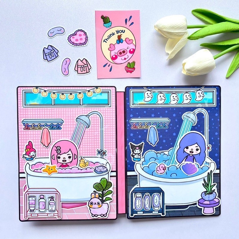toca life world Book Toka Kuromi và Melody lắp ráp nhà búp bê búp bê giấy ngôi nhà búp bê nhà búp bê giấy sticker
