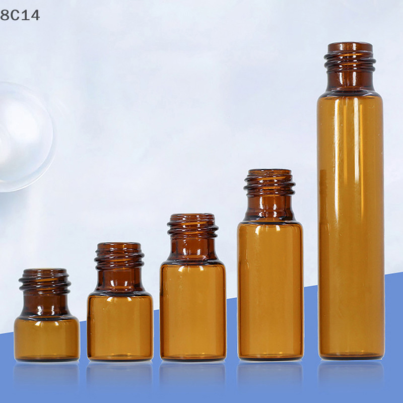 GVERLCRTN 1ml 2ml 3ml 5ml 10ml Chai thủy tinh mỏng màu hổ phách dạng cuộn trên chai rỗng Lọ thử nghiệm mẫu có con lăn [8C]