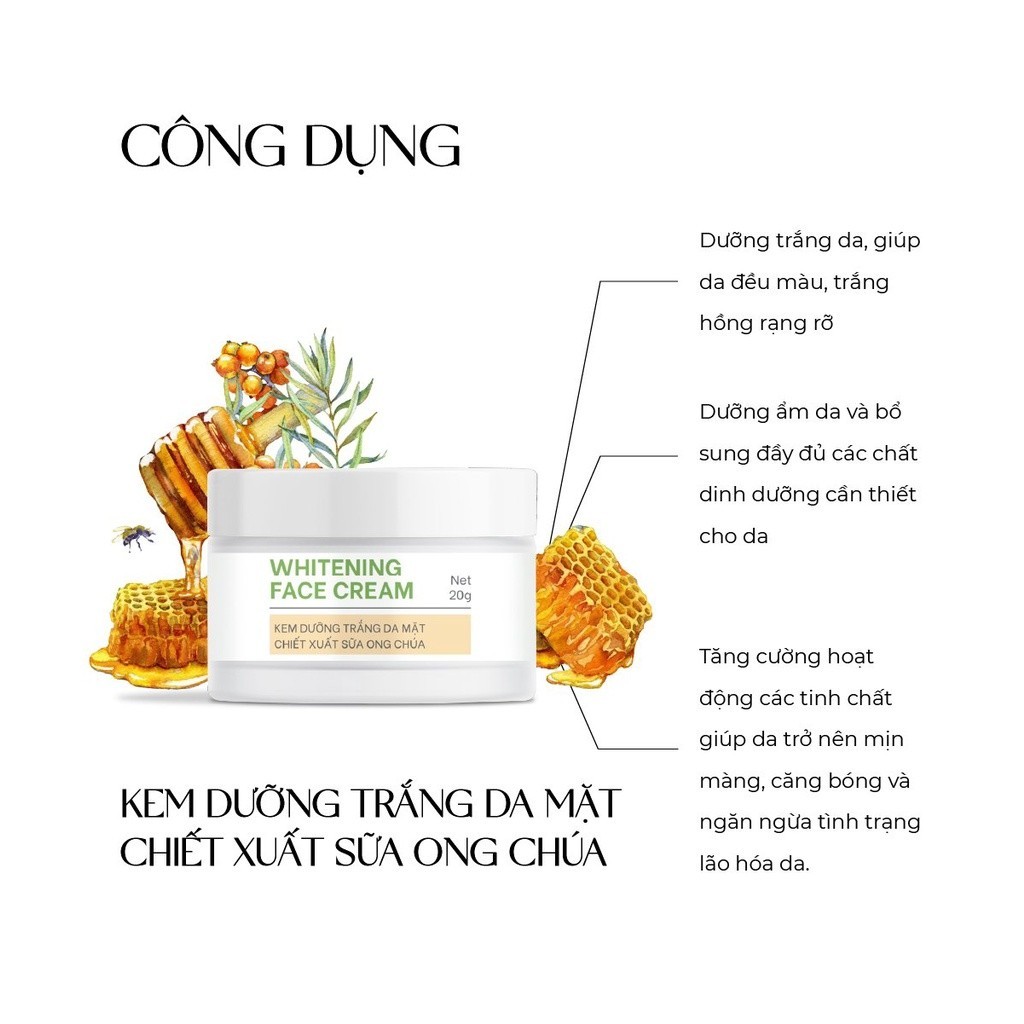 (Thử 5g) Kem dưỡng trắng da mặt chiết xuất sữa ong chúa Truesky Whitening Face Cream 20g