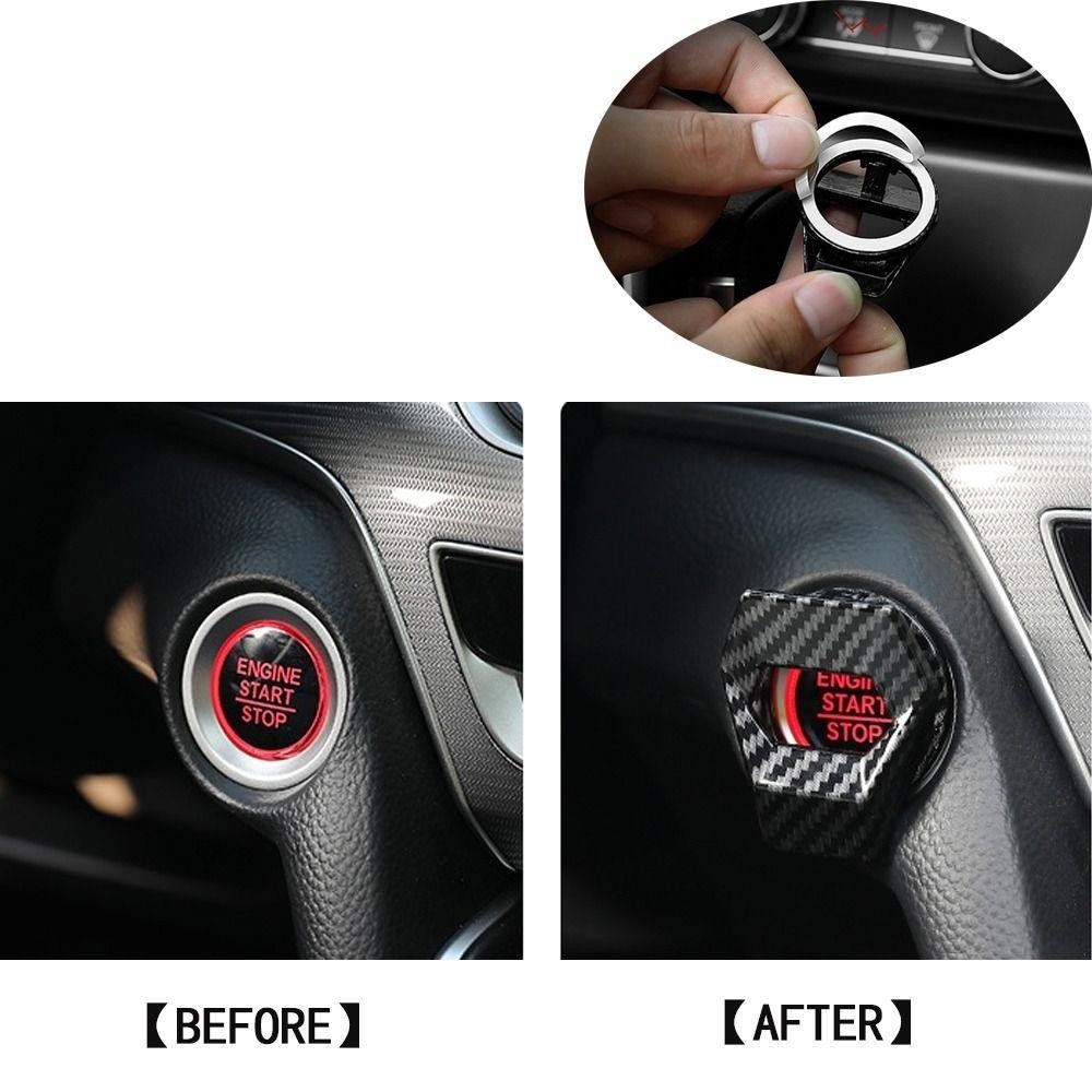 DAYBREAK Start Stop Switch Cover, Vỏ nút động cơ ô tô chống trầy xước bằng kim loại, Vỏ nút nhấn dính