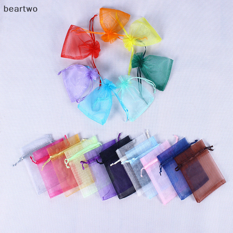 < Beartwo > 100 Cái / lốc Túi Organza Nhiều Màu Sắc 10x12cm / 10x15cm / 13x18cm Túi Bao Bì Trang Sức Quà Cưới Bảo Quản Túi Dây Rút Đẹp