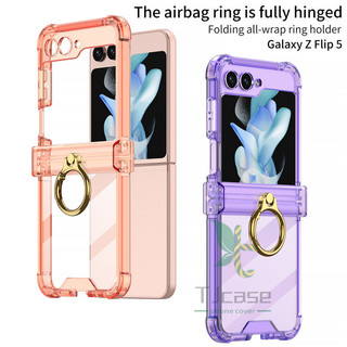 Túi Gasbag Giá Đỡ Vòng Bản Lề Full Giá Đỡ Ốp Lưng Samsung Galaxy Z Flip 6 Z Flip 5 Mềm TPU Trong Suốt Vỏ Gấp Chống Va Chạm Bốn Góc