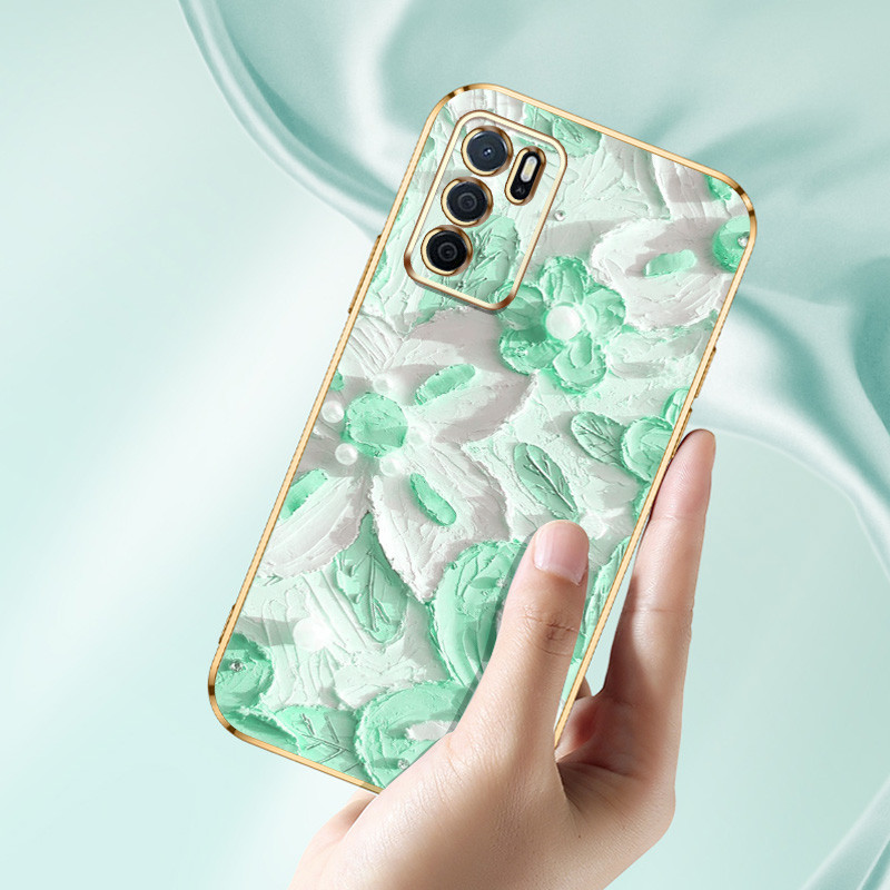 Ốp Điện Thoại YBD Cho OPPO Reno 12 Pro Reno 12F Realme C65 4G A3 Pro (Ấn Độ) Sơn Dầu Phong Cách Hoa Vỏ Mềm Mạ Điện Phẳng