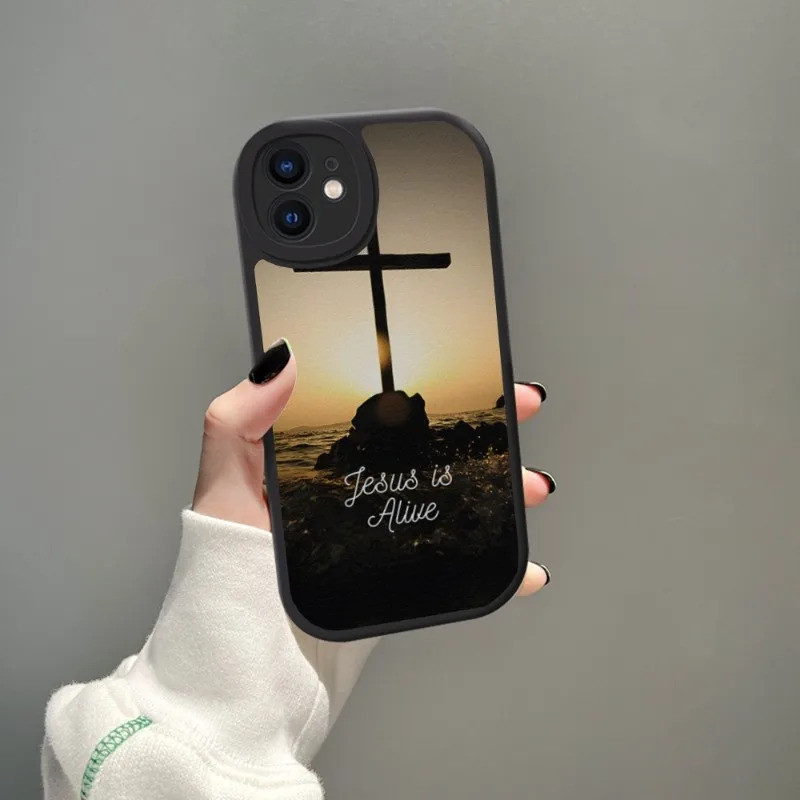 Tp-1 Câu Kinh Thánh Cơ Đốc Giáo Chúa Giêsu Vỏ Điện Thoại Da Cừu Cho Iphone 14 Pro Max 11 13 12 Mini X Xr Xs 8 6 7 Puls Se Mo