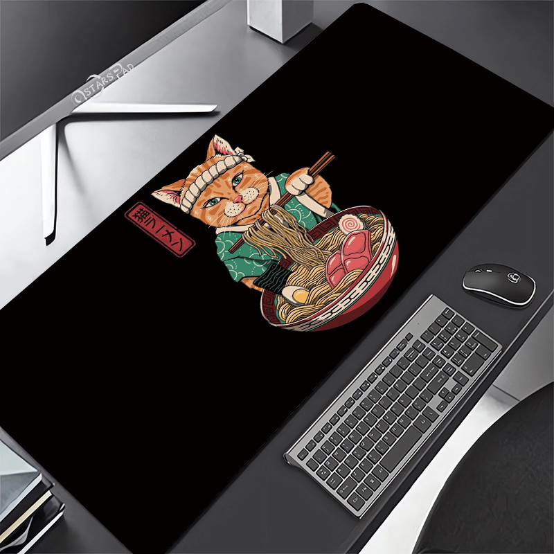 Miếng Lót Chuột Mèo Nhật Bản Lớn 90x40cm Thảm PC Kawaii Để Bàn Thảm Chuột Đen Nhật Bản Shiba Inu Văn Phòng Cao Su Miếng Lót Bàn Phím Phụ Kiện Trò Chơi