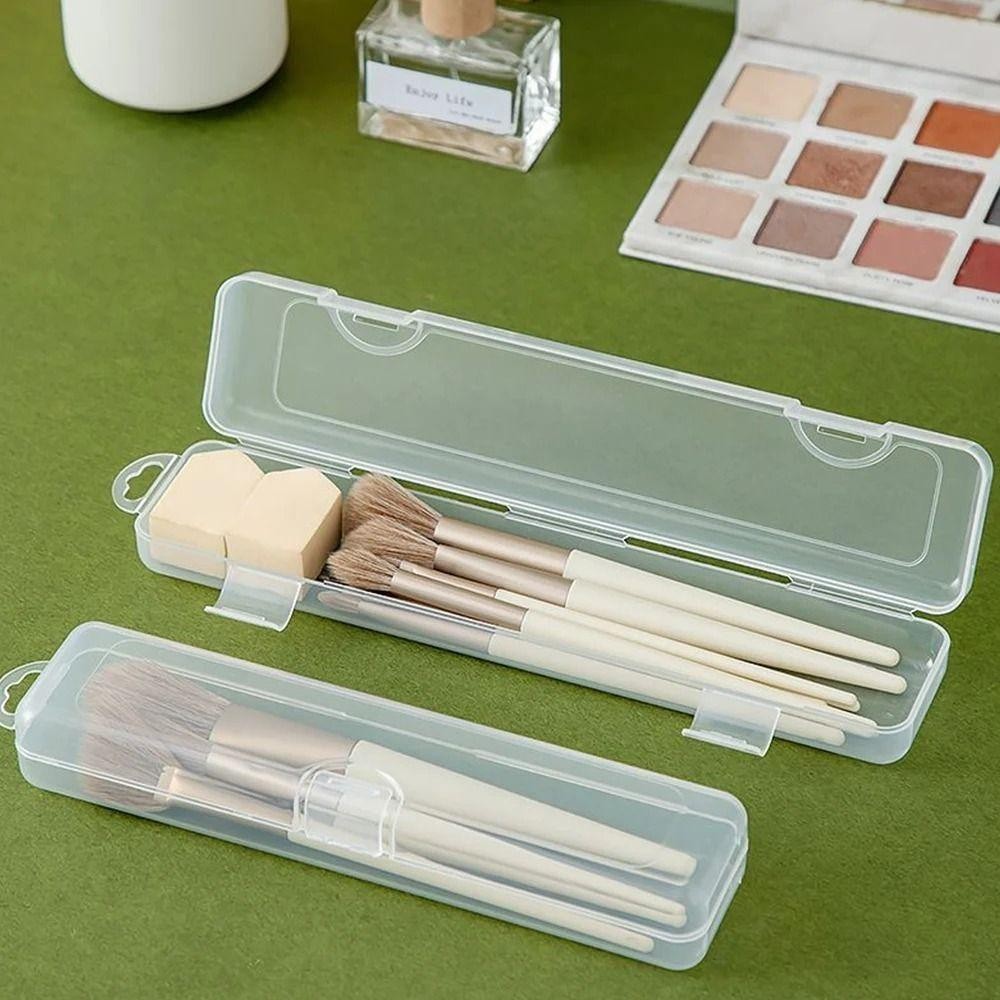 WOODNEST 1 Cái Hộp Bảo Quản Bàn Chải Trang Điểm, Bút Chì Lông Mày Di Động Bộ Đồ Ăn Đũa Hộp Nhựa Tổ Chức, Có Nắp Đa Năng Dụng Cụ Làm Đẹp Trong Suốt
