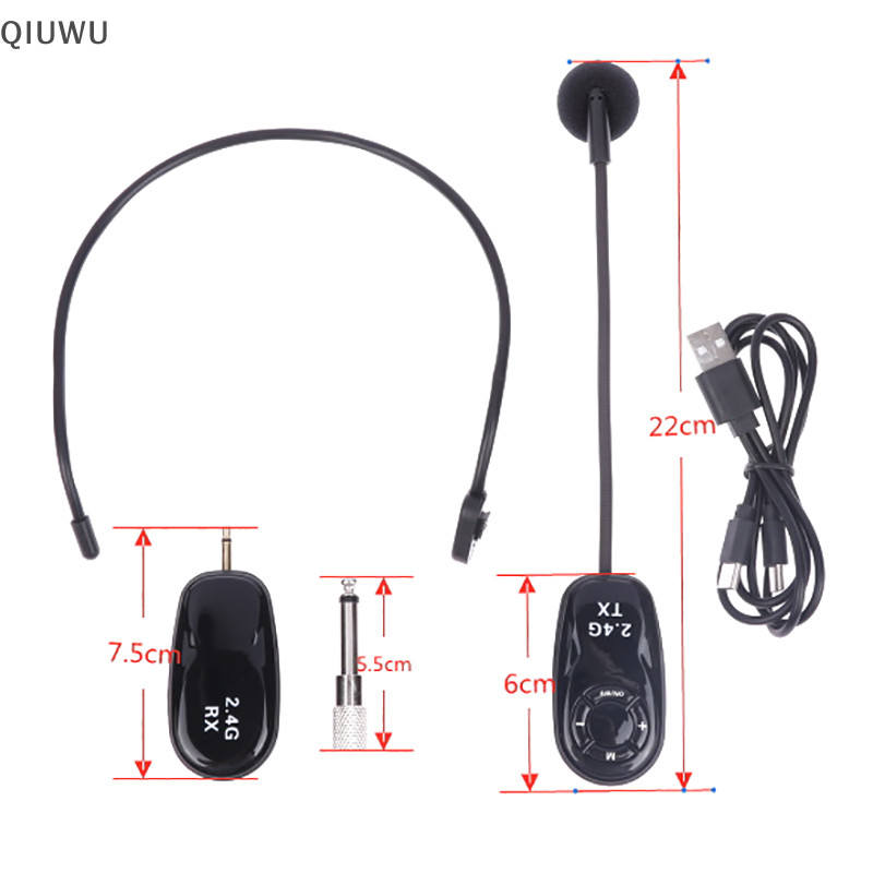 Tai nghe QIUWU Bộ phát micrô không dây 2.4G có đầu thu cho bộ khuếch đại giọng nói.