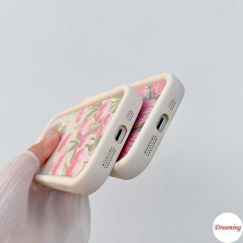 Ốp Lưng Cho VIVO Y04 Y03 Y02 Y100 Y18 Y17 Y16 Y15 Y12 Y19S Y51 Y50 Y78 Y29 Y28 Y27 Y22 Y21d Y20 Y39 Y38 Y36 Y35 Y30 Thiết Kế Mắt Thiên Thần Chống Rơi Họa Tiết Hoa Tulip Hồng Và Lá