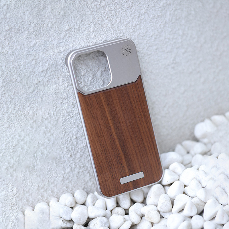 Kim Loại Gỗ Chắc Chắn Ốp Lưng Điện Thoại Iphone 14 15 16 17 Pro Max Hương Liệu Hợp Kim Nhôm Walnut Gỗ Mun Vỏ Điện Thoại Cho IPHON 14 15 Promax