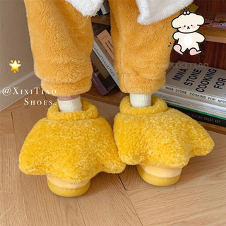 Xixitiao Dép Nữ Thu Đông Hoạt Hình Sáng Tạo Sang Trọng Paw Giày Dễ Thương Nhà Ấm Áp Vui Nhộn Người Ảnh Hưởng Vịt Lòng Bàn Tay