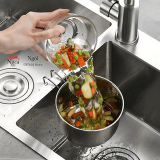 Lọc Rác Bồn Rửa Bát Inox Đồ Lọc Thức Ăn Thừa Rác Thải Có Quai Gác Bồn Hình Tròn Tiện Lợi NGÓI HOME - LR02