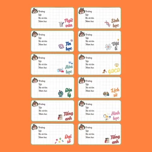 Bộ Combo Nhãn Vở 24 Môn Học | Nhãn Dán Sách - Nhãn Dán Tập - Nhãn Tên