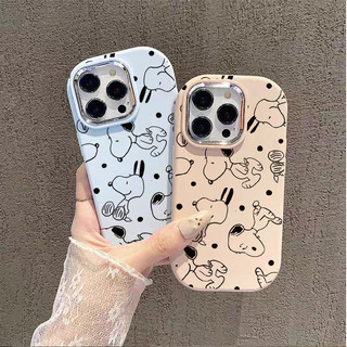 Ốp Lưng Cho Samsung Galaxy S25 S24 Ultra S23 S22 Plus S24FE Note 10 20 S20 S21 FE A53 A73 A71 A51 A52 A14 A24 Vỏ Điện Thoại Kim Loại Mạ Hoạt Hình Snoopy Dễ Thương