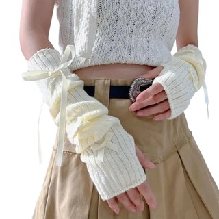 Máy hâm nóng cánh tay dệt kim mềm CAPA với thiết kế nơ cho phụ nữ và thanh thiếu niên Sự kiện Anime