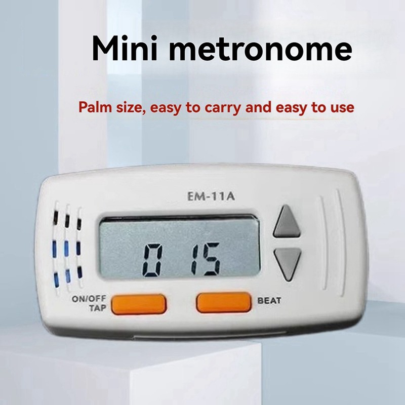 Em-11 Clip-on Guitar Metronome có chức năng đồng hồ Metronome điện tử Mini cho đàn Guitar, Phụ kiện đàn Guitar di động