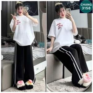Tổng Hợp Sét Bộ Quần Áo DELA Unisex Form Rộng Gồm Quần Ống Suông + Mix Áo Phông Dela cotton-CHANG 3158