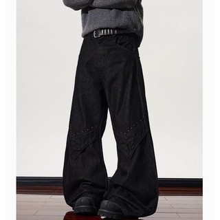 Gksss Quần Jean Nam American High Street Loose Casual Đinh Tán Chữ A Phong Cách Trung Tính Quần Jean Scimitar