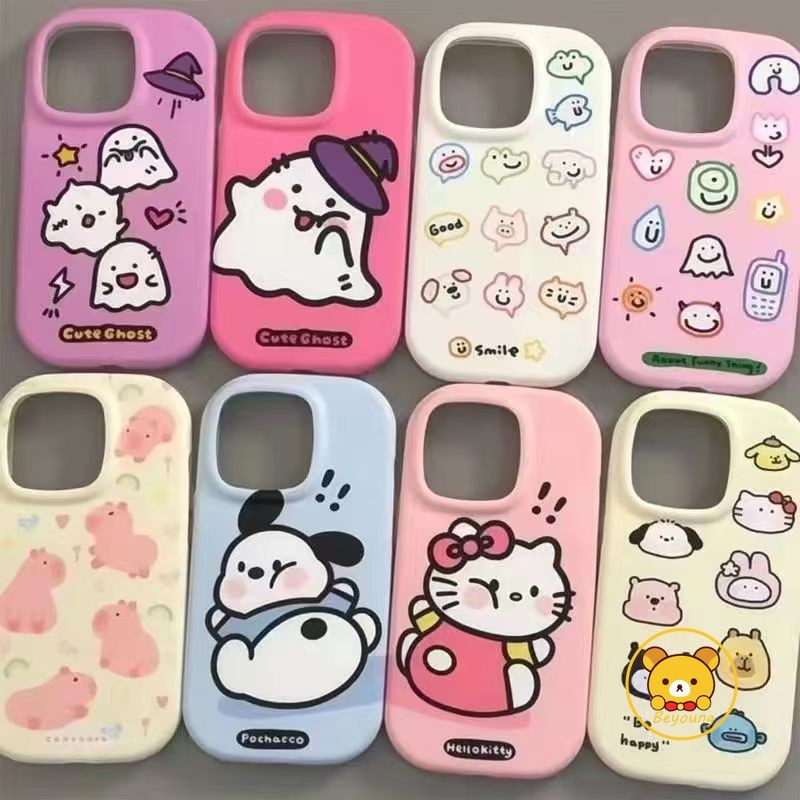Ốp Điện Thoại Pochacco Hoạt Hình Cho iPhone 13 12 Pro Max 13 12 Mini XS Max X XR 8 7 6 6S Plus SE 2020 Vỏ Màu Kẹo Dễ Thương Hello Kitty Kuromi Loopy Frosted Chống Rơi Bìa Mềm