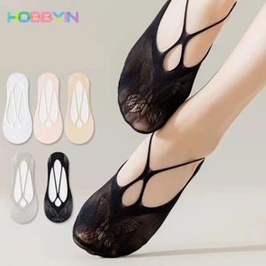 Hobbyin 1 Đôi Tất Ngắn Ren, Vô Hình Chống Trơn Trượt Rỗng Ra Lưới Tất, Màu Trơn Nữ Sling Tất Thoáng Khí Dép Thuyền Tất