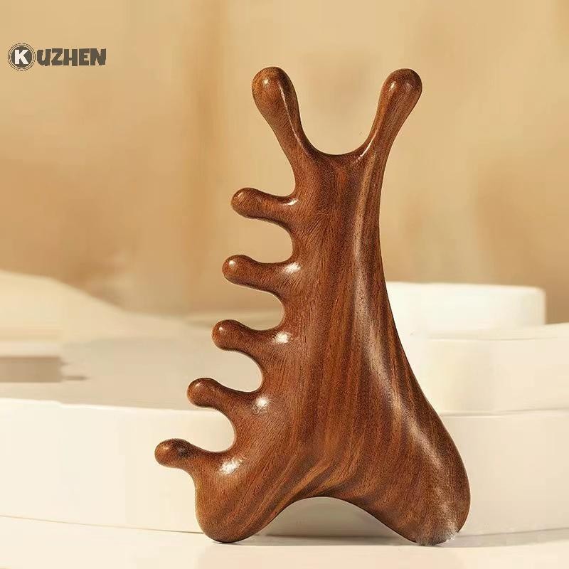 Kuzhen Đa Năng Kinh Tuyến Massage Bằng Gỗ Sức Khỏe Gỗ Đàn Hương Răng Rộng Lớn Guasha Điểm Lược HOT