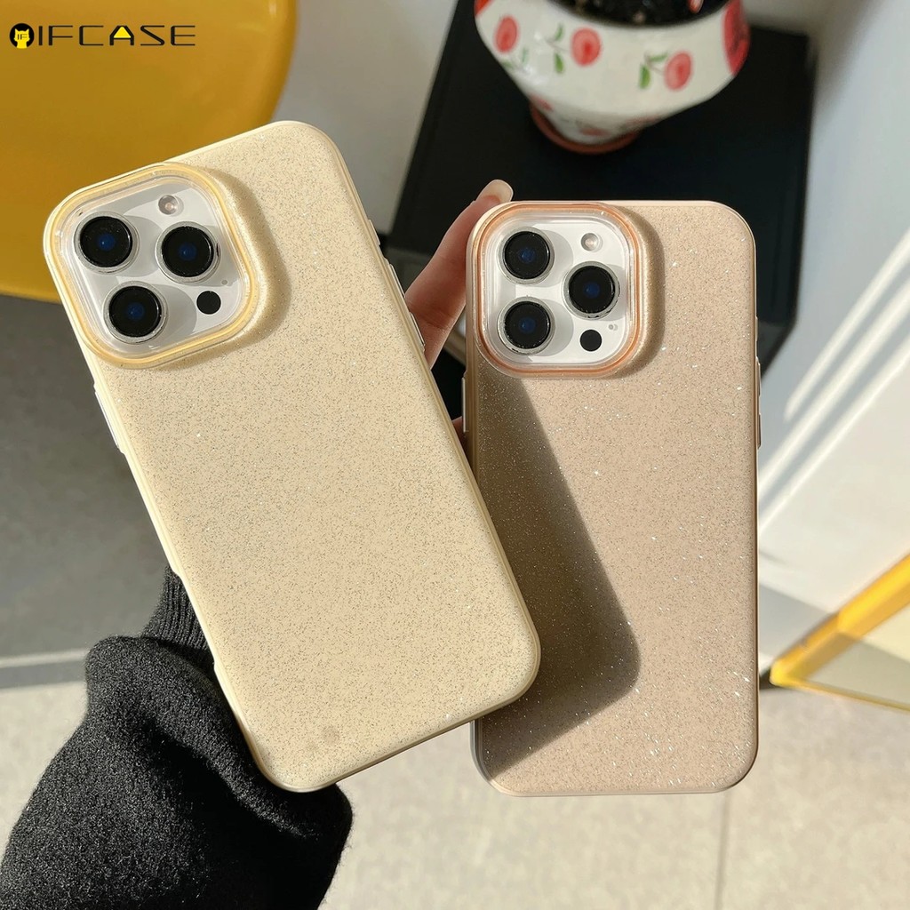 Tương Thích Cho iPhone 16e 16 15 Plus Pro Max iPhone16 Ốp Điện Thoại Sang Trọng Sáng Bóng Lấp Lánh Lấp Lánh Bling Nhiều Màu Sắc Màu Kẹo Trơn Vỏ Chống Sốc Vỏ Ốp Lưng
