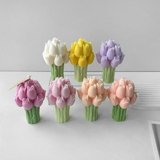 Hoa Tulip Bó Hoa Khuôn Silicon Hoa Thơm Nến diy Epoxy Thạch Cao Thơm Trang Trí Khuôn