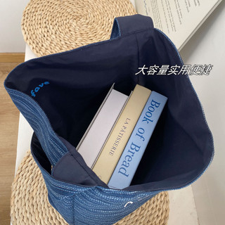 2026 Mới Tote Đeo Vai Thường Ngày Túi Dung Tích Lớn Denim Vải Thêu Hai Mặt