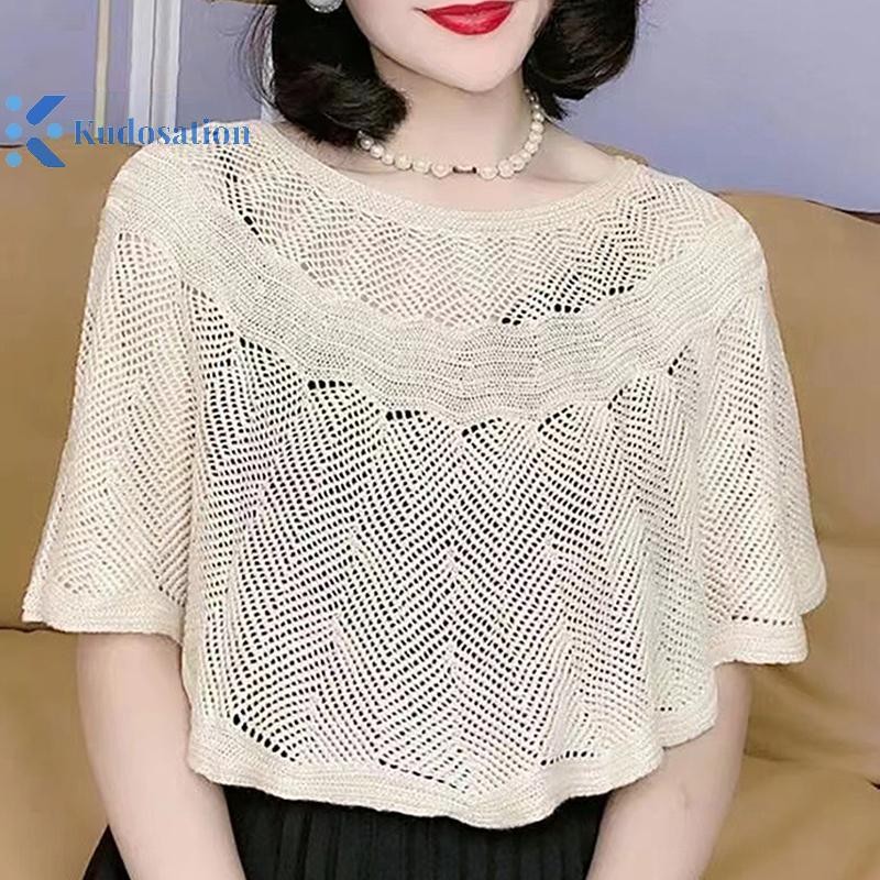 Kudosation Nữ Dệt Kim Rỗng Khăn Choàng Khăn Choàng Mùa Hè Thu Đông Nữ Thanh Lịch Chống Nắng Áo Choàng Smock Đẹp