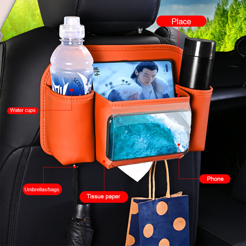 túi treo sau ghế ô tô SEAMETAL Túi đựng đồ sau ghế ô tô dung tích lớn ghế ngồi ô tô phía sau cốc nước lưu trữ hộp đựng khăn giấy Túi lưu trữ đa chức năng