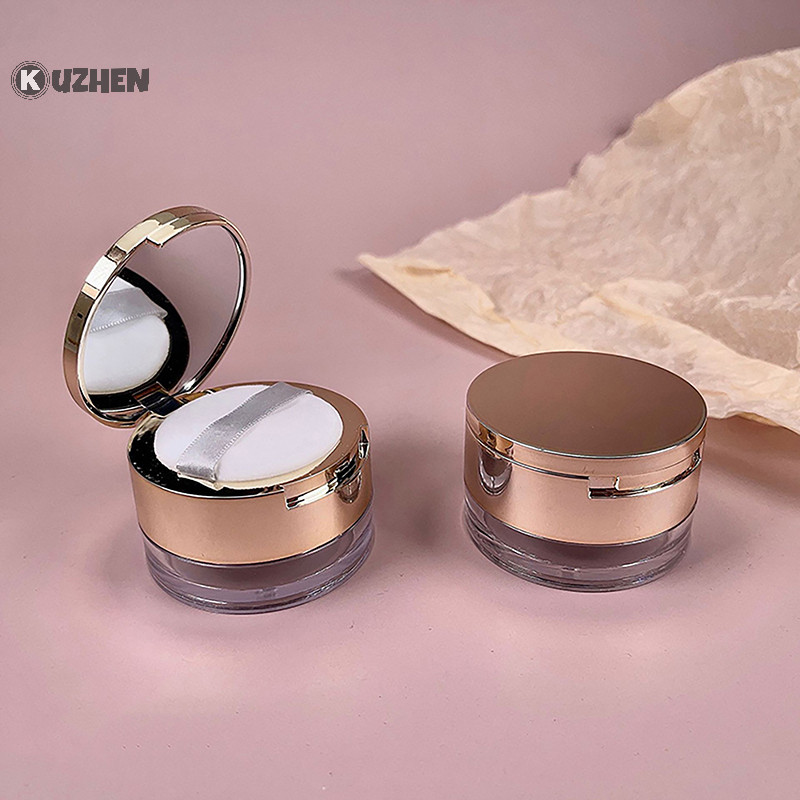 Kuzhen 6g Di Động Vàng Mỹ Phẩm Hộp Nhựa Trong Suốt Có Thể Tháo Rời Nồi Có Sàng Du Lịch Trang Điểm Lọ Sifter Hộp Đựng Với Puff HOT