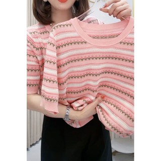 Áo thun Cardigan lụa băng ngắn tay nữ dáng rộng Size lớn Thời trang phù hợp với mùa hè Bán chạy hàng dệt kim
