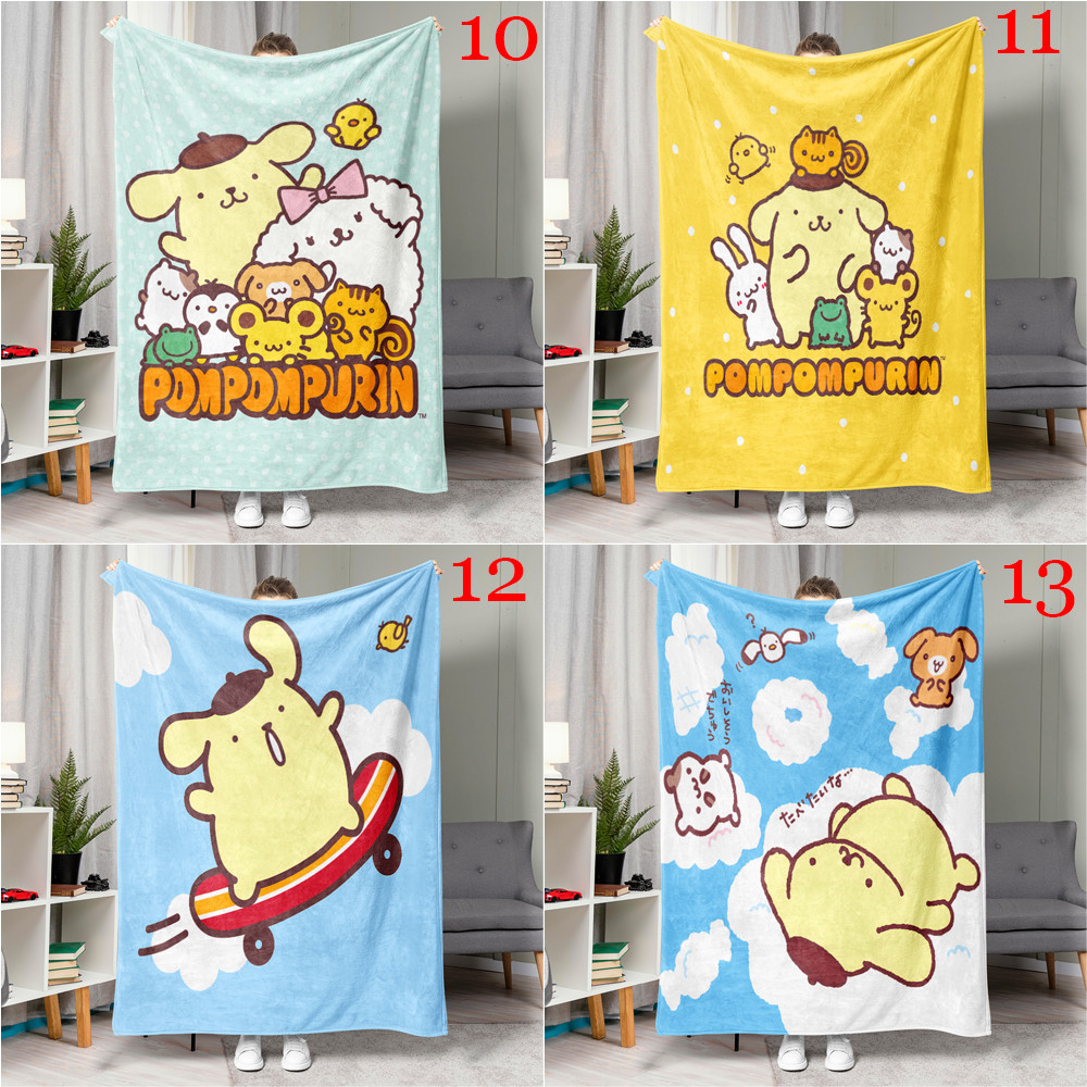 Sanrio Pompompurin Flannel Chăn Một Mặt In Flannel Chăn Điều Hòa Không Khí Chăn Món Quà Tốt Nhất Cho Người