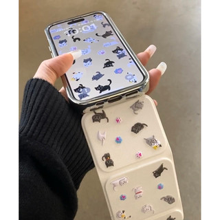 Vỏ điện thoại có thể gập lại mạ điện sang trọng DIY Phim hoạt hình dán cho iPhone15 14 13 12 11 Pro Max Vỏ camera chống sốc Vỏ sau cứng được bảo vệ hoàn toàn