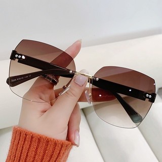 Kính râm không vành nữ mới, thời trang, chống tia cực tím, phù hợp lái xe, đi biển
