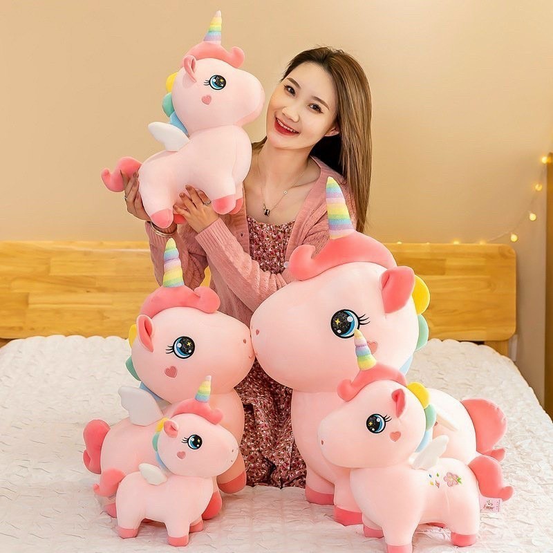 Gấu Bông Kỳ Lân Hồng Cánh Tiên ,Ngựa Hồng Unicorn Đáng Yêu Quảng Châu Cao Cấp Size 30-90 Cm, Babisu