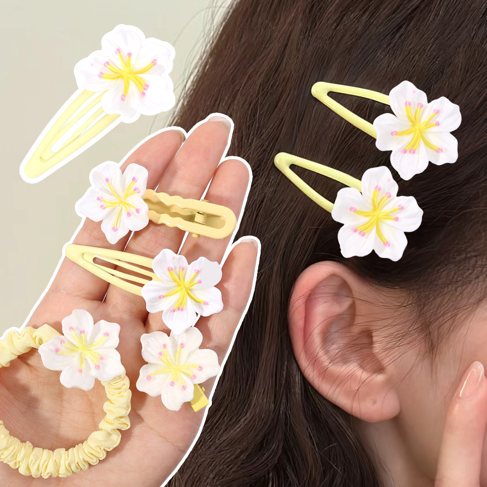 2 Kẹp Tóc Hoa Trứng - Kẹp Tóc Màu Vàng Kem Cho Bé Gái - Ngọt Ngào, Dễ Thương, Nhỏ Tươi Phong Cách, Dopamine - Kẹp Side Bangs - Phụ Kiện Tóc Phổ Biến Cho Nữ - Trẻ Em BB Barrettes