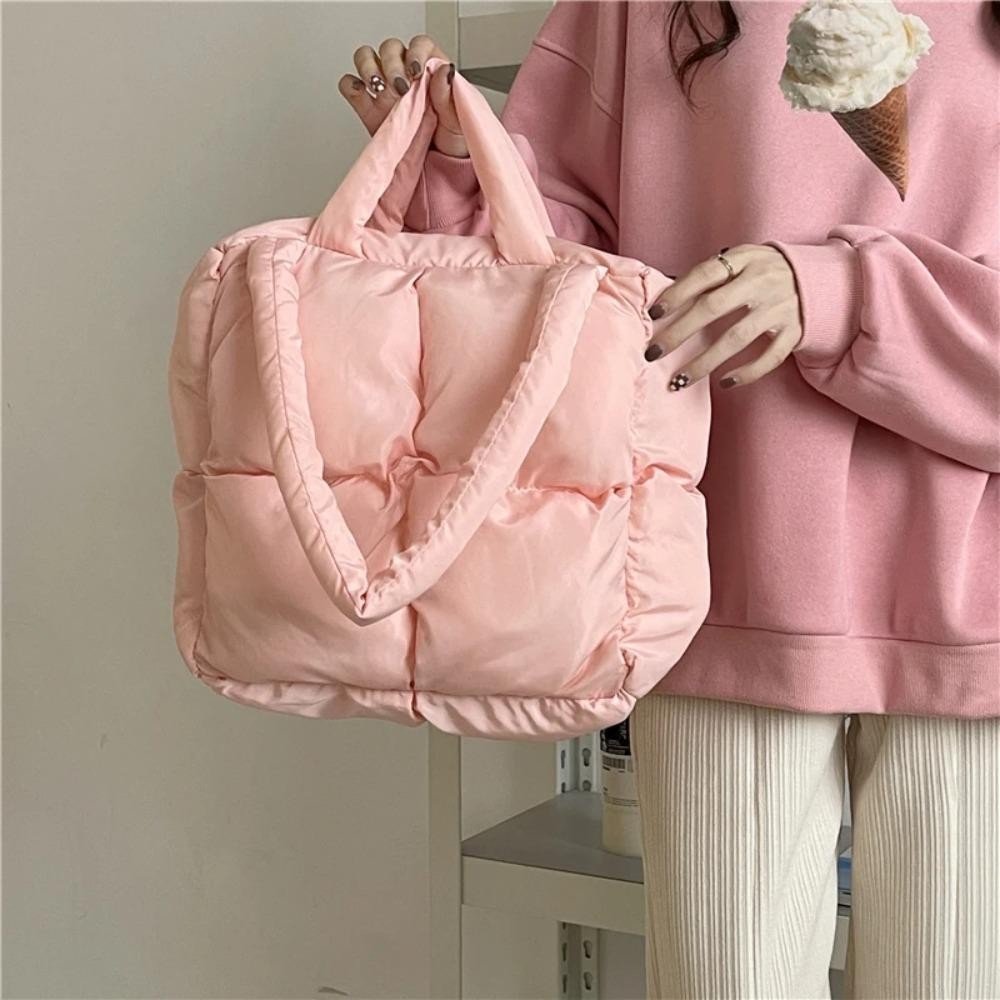 Túi đeo vai phồng GUSTAVA, Túi xách lông cừu bằng vải Nylon, có đệm mềm mại dung tích lớn không gian Cotton mua sắm