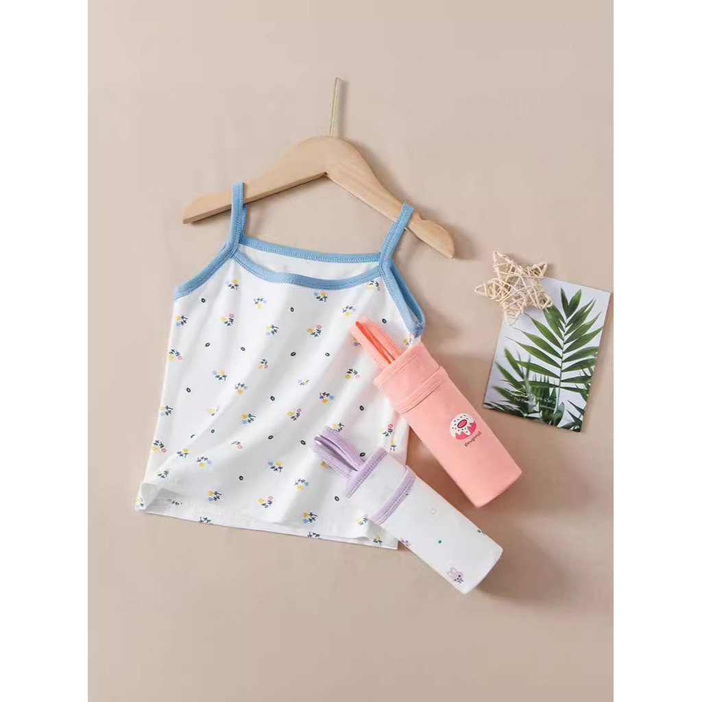 Bé Gái Camisole 100-160 Kích Thước Mùa Hè Mỏng Phong Cách Dệt Kim Đế Một Lớp Cotton Trẻ Em Quần Lót Áo YKNI