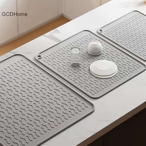 Gcdhome Silicone Dish Sấy Thảm Chịu Nhiệt Có Thể Gập Lại Chống Trơn Trượt Đĩa Thoát Thảm Nhà Bếp Mặt Bàn Nhỏ Giọt Khay Bồn Rửa Miếng Lót HOT