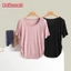 Phụ Nữ Modal Cotton Trơn Áo Thun Cổ Tròn Tay Ngắn Rời Áo Thun Slim Pleats Thường Ngày Mùa Hè Top
