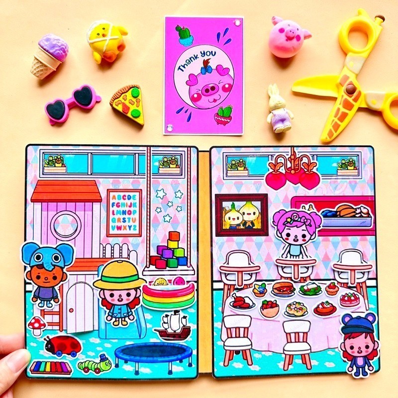 Sách Đồ Chơi Toca Life World Yên Tĩnh Cho Bé sách yên tĩnh ngôi nhà búp bê đồ chơi sách thủ công ngôi nhà giấy đồ chơi